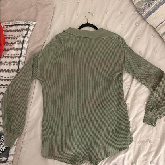 FP Beach Green Ribbed Sweater Romper - Picture 2 of 3